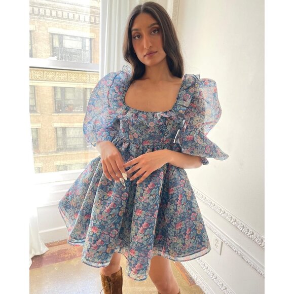 NWT Selkie The Mayfair in Secret Garden Floral Organza Puff Mini Dress XXL 2XL - Picture 4 of 10